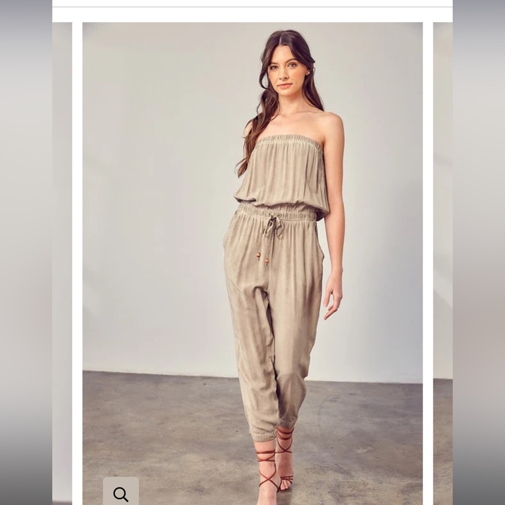 Mustard seed strapless jumpsuit